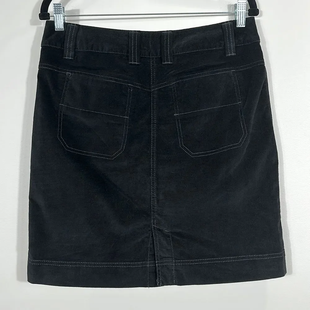 Athleta Black Velveteen Mini Skirt Dark Fall Winter Preppy Stretch Women Size 6